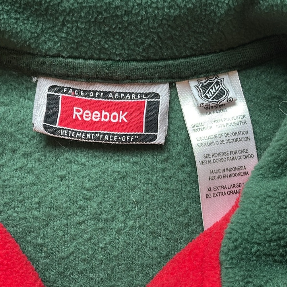 Vintage 90s/Y2K Reebok NHL Minnesota Wild Cut & Sew Embroidered 1/4 Zip Fleece - Picture 5 of 7